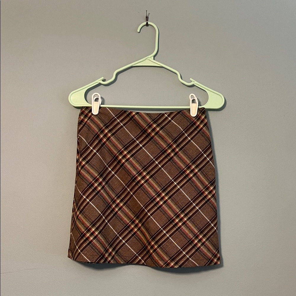 Princess Polly Brown Plaid Mini Skirt